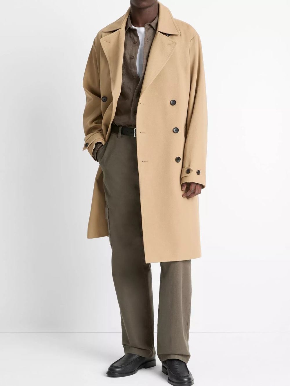 Vince Italian Cotton Double-Breasted Trench Coat